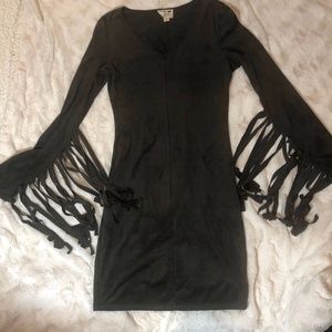 PacSun Fringed Long Sleeve Green Bodycon Dress
